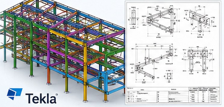 Tekla steel detailing model with GA drawing