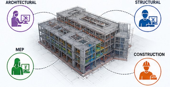 Construction coordination across architectural, structural, MEP and construction teams